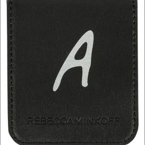 REBECCA MINKOFF INITIAL ‘A’ PHONE CARD POCKET BLACK NEW
